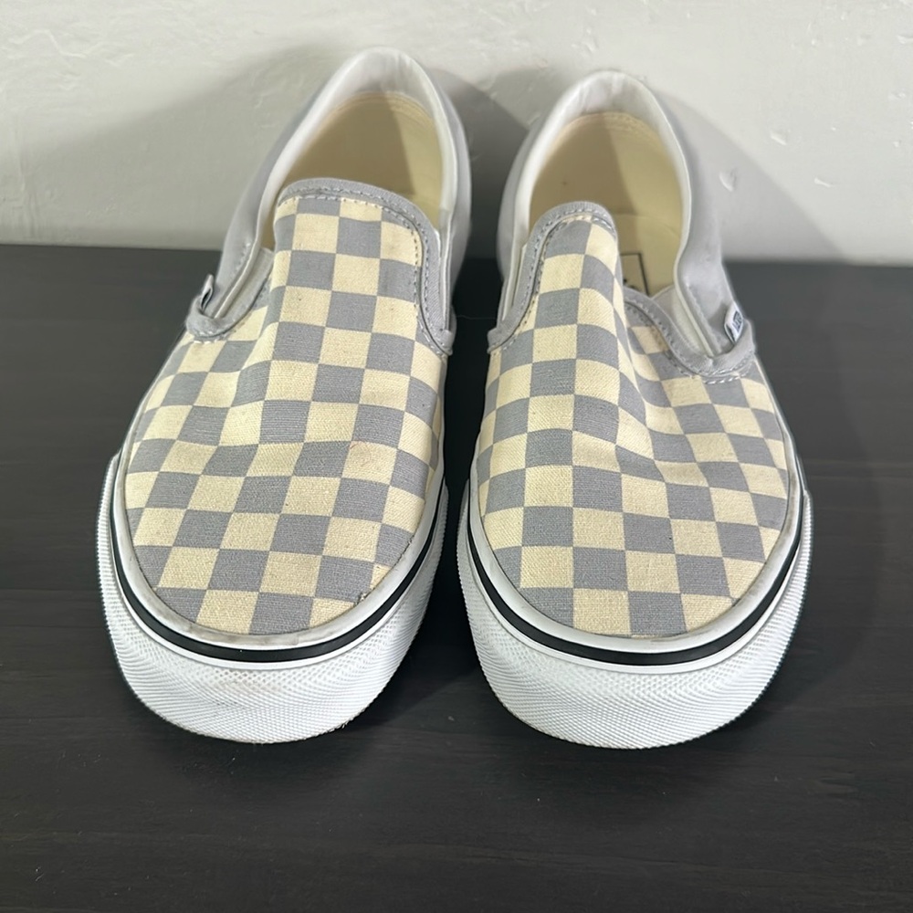 Checkered slip on vans